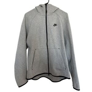 Nike Tech Fleece Full Zip Hoodie Mens Grey Heather Black Trim CU4489-063 M